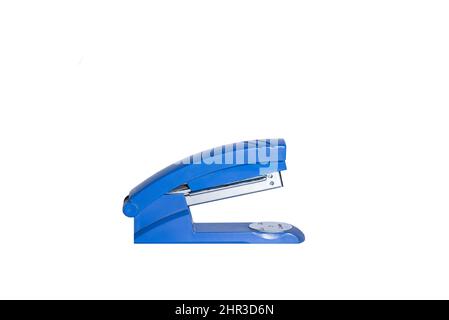 Blue handy stapler isolated on white background Stock Photo