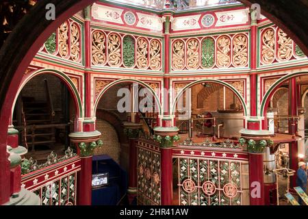 View  of the 'cathedral of ironwork'  a Victorian  ornamental cast ironwork Octagon, at Crossness Pumping Station Stock Photo