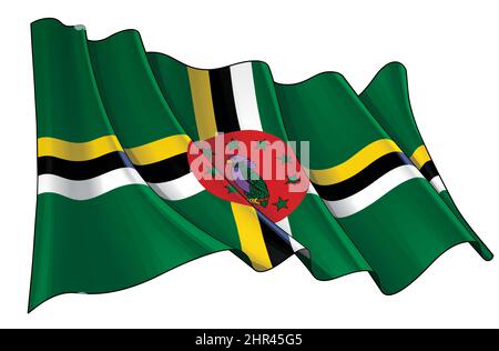 Dominica Flag Waving Vector Illustration on White Background. Dominica ...