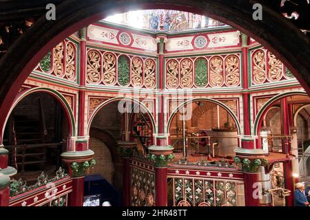 View  of the 'cathedral of ironwork'  a Victorian  ornamental cast ironwork Octagon, at Crossness Pumping Station Stock Photo