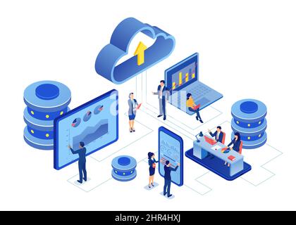 Vector of business people using cloud technology server service Stock Vector