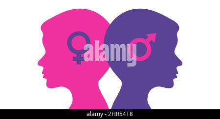 Problem of gender choice for person in modern society. Silhouette profile boy child. Multicultural multi-gender society. Friendship and relationships Stock Vector