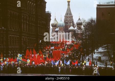 MAY 1 IN MOSCOW celebrated with military and citizens parade Stock Photo