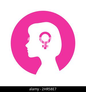The problem of gender choice for a person in modern society. Silhouette of a girl with a gender sign. Multicultural polygender society. Variety of gen Stock Vector