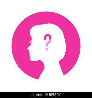 Question girl head icon. Problem solving. The concept of brain activity. Vector illustration. Stock Vector