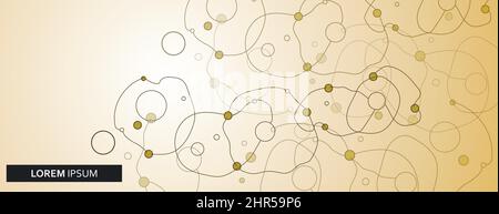 Abstract crossing contour on banner background. Pattern abstract connected shapes with dots. Pattern amorphous minimalist design. Vector illustration. Stock Vector