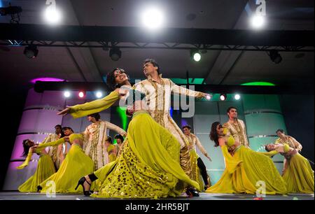 Dancers perform during an event in Vancouver, B.C., on Tuesday January 22, 2013, announcing that The Times of India Film Awards will be held in the city in April. THE CANADIAN PRESS/Darryl Dyck Stock Photo