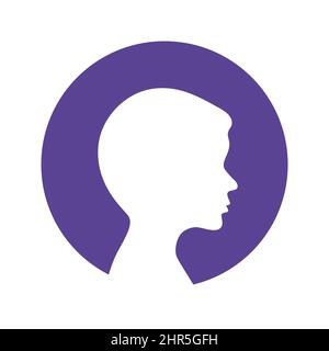 Boy silhouette head icon. Vector clipart picture men illustration. Stock Vector