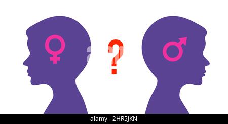 Problem of gender choice for person in modern society. Silhouette profile boy child. Multicultural multi-gender society. Friendship and relationships Stock Vector