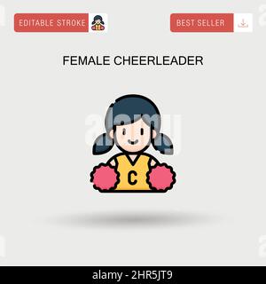 Female cheerleader Simple vector icon. Stock Vector