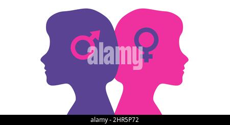 Problem of gender choice for a person in modern society. Silhouette profile girl baby child. Multicultural multi-gender society. Friendship and relati Stock Vector