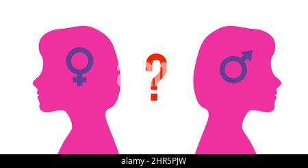 Problem of gender choice for a person in modern society. Silhouette profile girl baby child. Multicultural multi-gender society. Friendship and relati Stock Vector