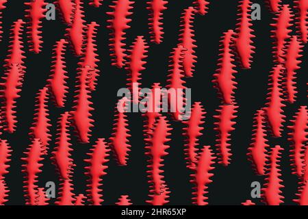 Abstract Red Worm Vector Seamless Pattern 3D Illustration Background Stock Vector
