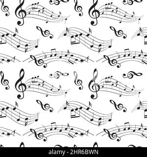 seamless pattern with music notes - vector background Stock Vector