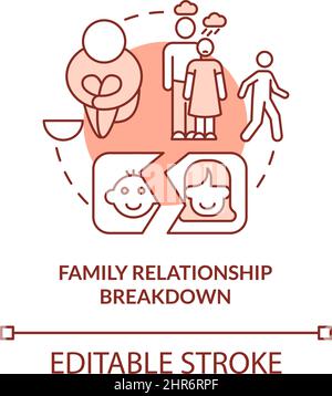 Family relationship breakdown terracotta concept icon Stock Vector