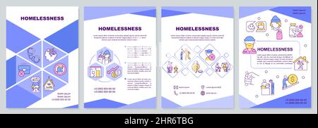 Experiencing homelessness blue brochure template Stock Vector