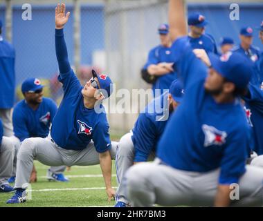 Munenori Kawasaki and Jose Bautista of the Toronto Blue Jays stretch  News Photo - Getty Images