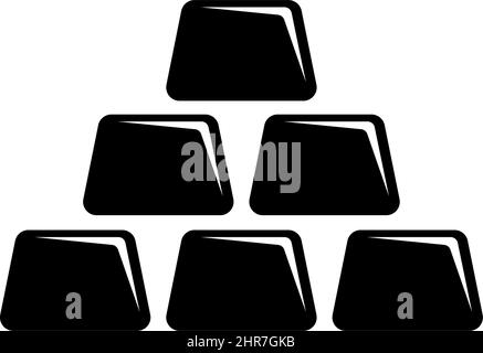 Gold Bars Pyramid, Stack Precious Metal Ingots. Flat Vector Icon illustration. Simple black symbol on white background. Gold Pyramid, Stack Ingots sig Stock Vector