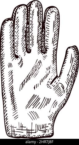 Football glove sketch isolated. Vintage element of goalkeeper in hand drawn style. Engraved icon designed for poster, print, book illustration, logo, Stock Vector