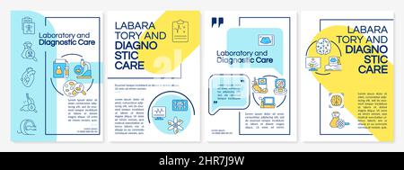 Laboratory and diagnostic care blue and yellow brochure template Stock Vector