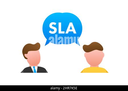 SLA - Service Level Agreement. Commitment between a service provider and a client. Vector stock illustration. Stock Vector