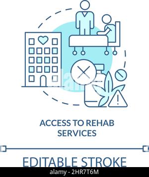 Access to rehab services turquoise concept icon Stock Vector