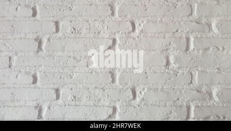 white brick wall rural background, horizontal architecture wallpaper Stock Photo