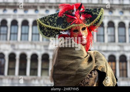 beautiful melancholy mask in San Marco square in Venice Stock Photo