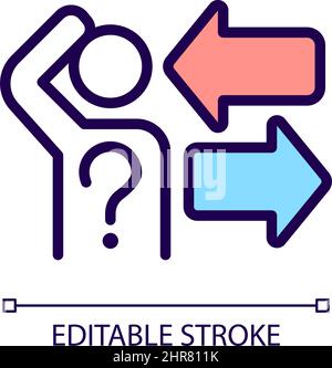 Difficult choice RGB color icon Stock Vector