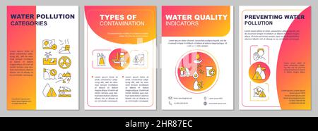 Water pollution classification red gradient brochure template Stock Vector