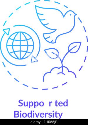 Supported biodiversity blue gradient concept icon Stock Vector