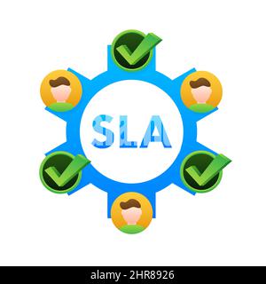 SLA - Service Level Agreement. Commitment between a service provider and a client. Vector stock illustration. Stock Vector