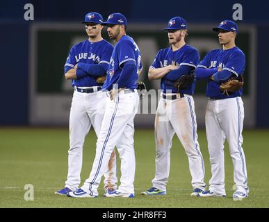 Toronto Blue Jays fans during a baseball game against the Cleveland Indians  Saturday, Aug. 20, 2016, in Cleveland. (AP Photo/Aaron Josefczyk Stock  Photo - Alamy