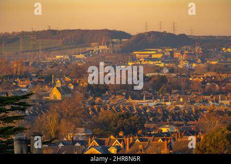 Looking west from Windmill hill Gravesend towards the A2 and Swanscombe Cut Stock Photo