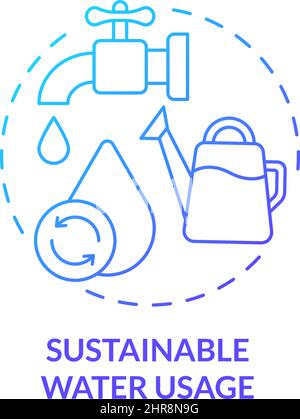 Sustainable water usage blue gradient concept icon Stock Vector