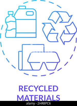 Recycled materials blue gradient concept icon Stock Vector