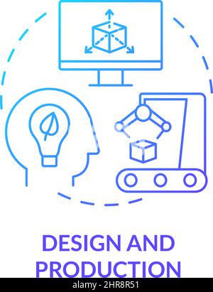 Design and production blue gradient concept icon Stock Vector
