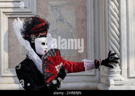 Venice, Italy. 25th Feb, 2022. Colourful costumes at the Carnival in Venice 2022. Credit: Vibrant Pictures/Alamy Live News Stock Photo