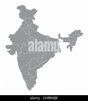 India administrative map isolated on white background Stock Vector