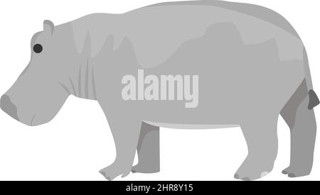 African hippopotamus in flat style isolated on white background Stock Vector