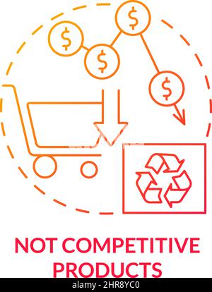 Not competitive products red gradient concept icon Stock Vector