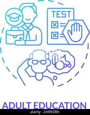 Adult education blue gradient concept icon Stock Vector