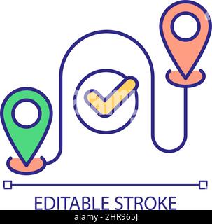Build comfortable route online RGB color icon Stock Vector