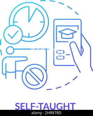 Self taught education blue gradient concept icon Stock Vector