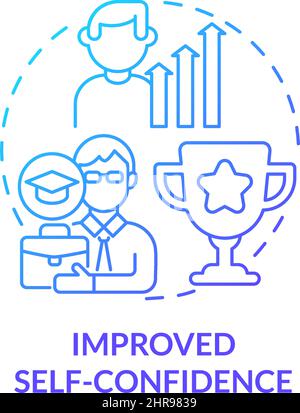 Improved self confidence blue gradient concept icon Stock Vector