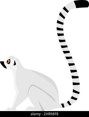 African lemur in flat style isolated on white background Stock Vector