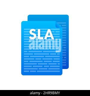 SLA - Service Level Agreement. Commitment between a service provider and a client. Vector stock illustration. Stock Vector