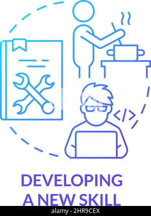 Developing new skill blue gradient concept icon Stock Vector