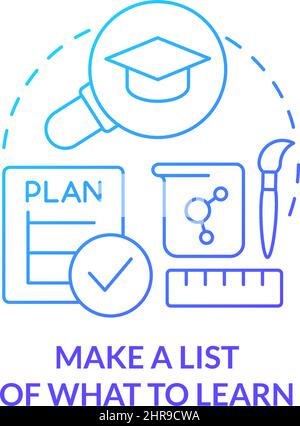 Make list of what to learn blue gradient concept icon Stock Vector