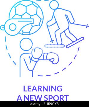 Learning new sport blue gradient concept icon Stock Vector